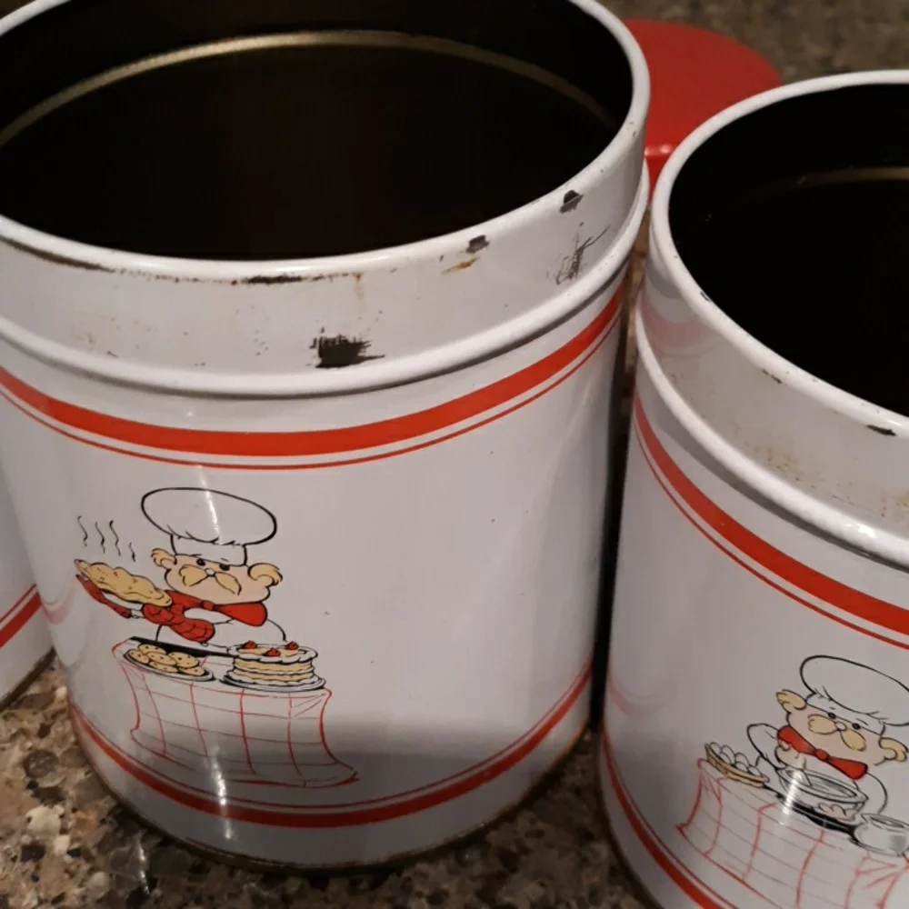 Vintage Tin Nesting Canister Set Of 4 Vintage - Picture 10 of 15